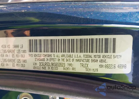 2019 Ram 2500 Big Horn 4X4 6'4 Box из США, поврежденный, VIN 3C6UR5DL9KG653523